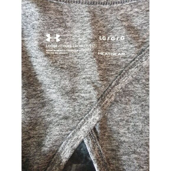 Under Armour Womens Racerback Tank LG Gray Heathered HeatGear Keyhole Loose Fit - Picture 6 of 7